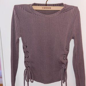 Ribbed Adjustable Long Sleeve || Dark Mauve